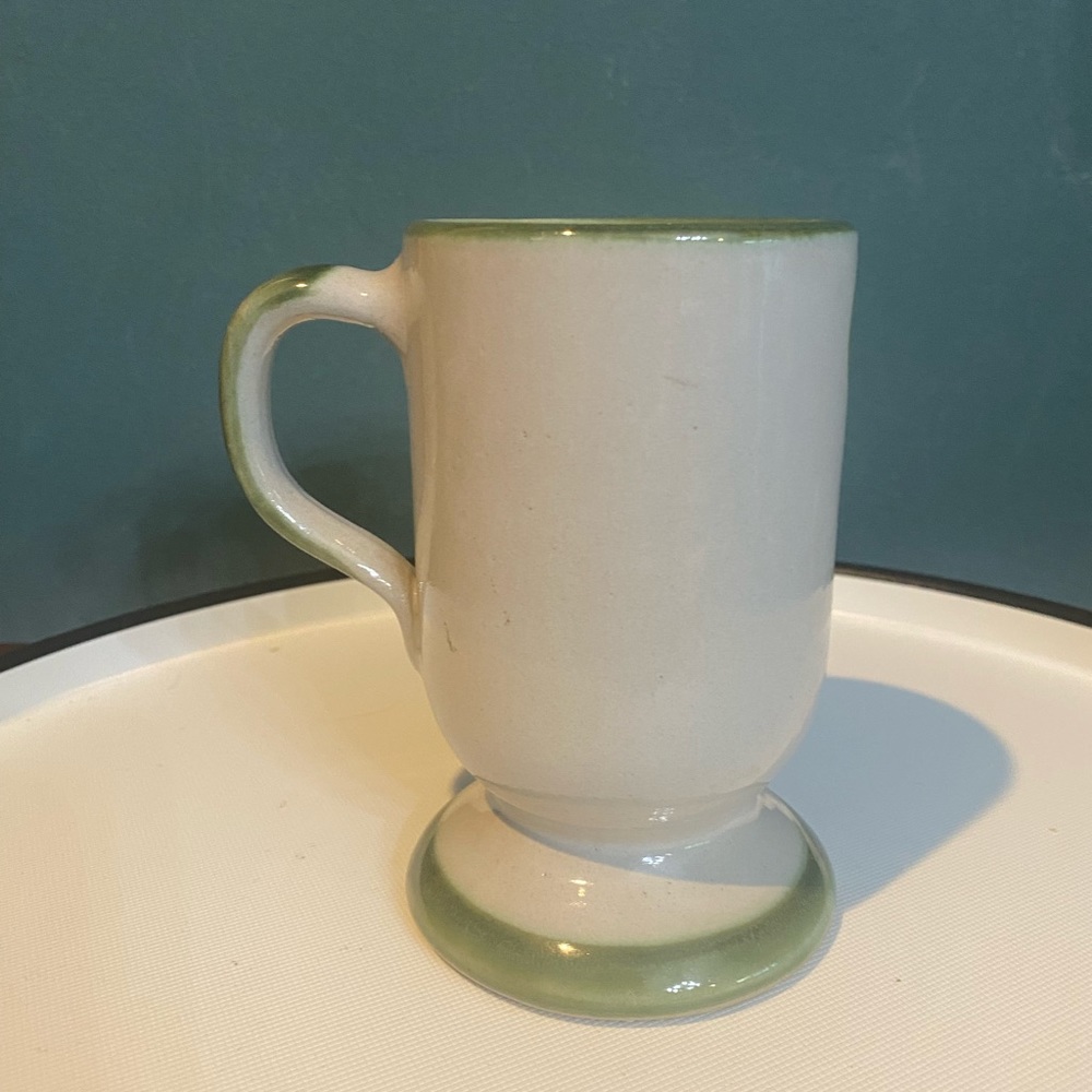Vintage LOUISVILLE STONEWARE Pottery Footed Mug Flower Kentucky tall - Picture 3 of 8